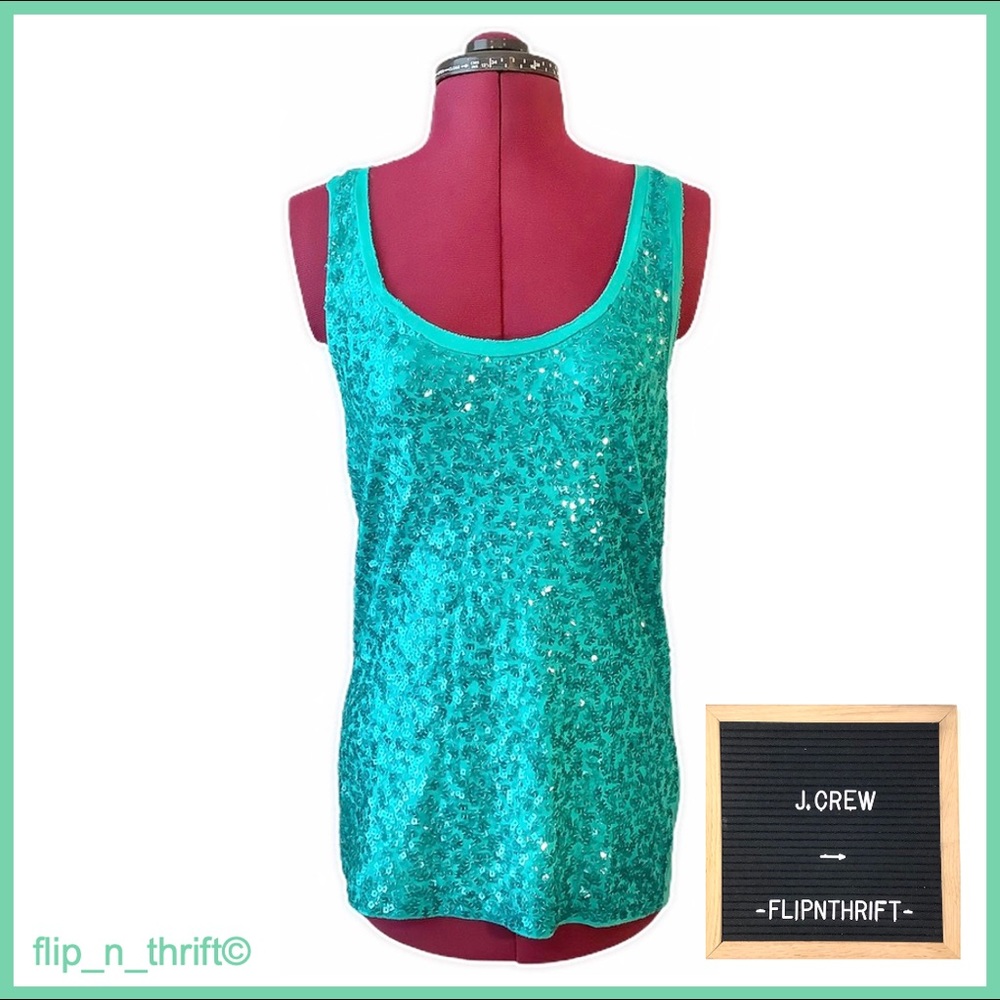 J. CREW Teal Sequin✨ Tank Top